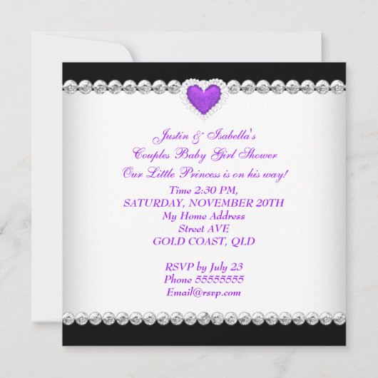 Princess Baby shower Girl Paars-Afrikaans-Amerikaa Kaart (Achterkant)