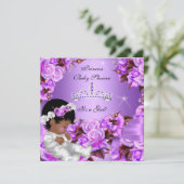 Princess Baby shower Girl Paars roze roze roze 2 Kaart (Staand voorkant)