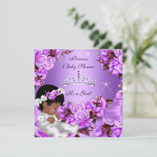 Princess Baby shower Girl Paars roze roze roze 2 Kaart (Staand voorkant)