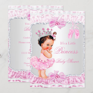 Princess Baby shower Girl Pink Ballerina Brunette Kaart