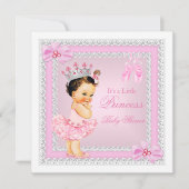 Princess Baby shower Girl Pink Ballerina Brunette Kaart (Voorkant)