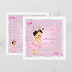 Princess Baby shower Girl Pink Ballerina Brunette Kaart