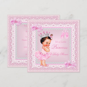 Princess Baby shower Girl Pink Ballerina Brunette Kaart