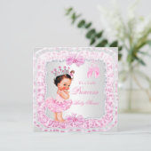Princess Baby shower Girl Pink Ballerina Brunette Kaart (Staand voorkant)