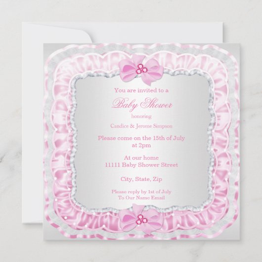 Princess Baby shower Girl Pink Ballerina Brunette Kaart (Achterkant)