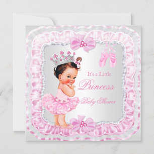 Princess Baby shower Girl Pink Ballerina Brunette Kaart