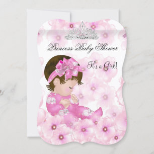Princess Baby shower Girl Pink Floral Tiara Kaart
