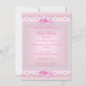 Princess Baby shower Girl Pink Gem Silver Tiara Kaart (Achterkant)