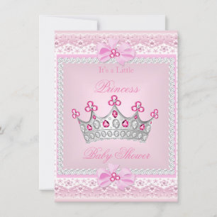 Princess Baby shower Girl Pink Gem Silver Tiara Kaart