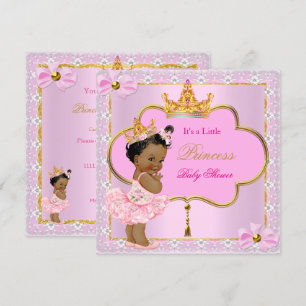 Princess Baby shower Girl Pink Gold Ethnic Kaart