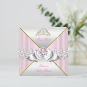 Princess Baby shower Girl Pink Gold Silver Kaart (Staand voorkant)