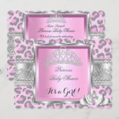 Princess Baby shower Girl Pink Gray Leopard 2 Kaart (Voorkant / Achterkant)