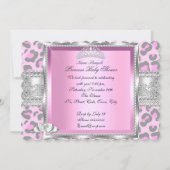 Princess Baby shower Girl Pink Gray Leopard 4 Kaart (Achterkant)