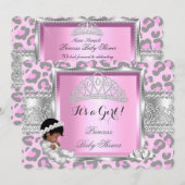 Princess Baby shower Girl Pink Gray Leopard 4 Kaart (Voorkant / Achterkant)