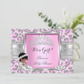 Princess Baby shower Girl Pink Gray Leopard 4 Kaart (Staand voorkant)
