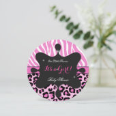 Princess Baby shower Girl Pink Leopard Zebra 2 Kaart (Staand voorkant)