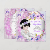 Princess Baby shower Girl Pink Paars Floral 3 Kaart (Voorkant / Achterkant)