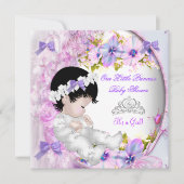 Princess Baby shower Girl Pink Paars Floral 3 Kaart (Voorkant)