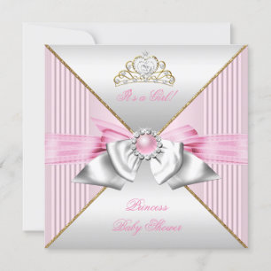 Princess Baby shower Girl Pink Pearl Gold Silver 2 Kaart
