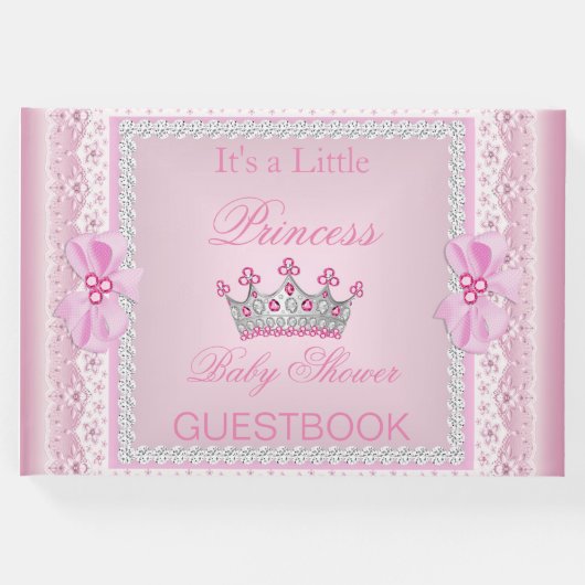 Princess Baby shower Girl Pink Pearl Tiara Gastenboek (Voorkant)