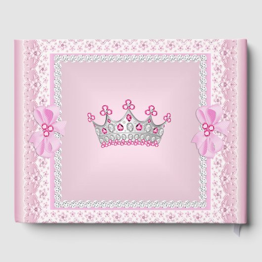 Princess Baby shower Girl Pink Pearl Tiara Gastenboek (Achterkant)