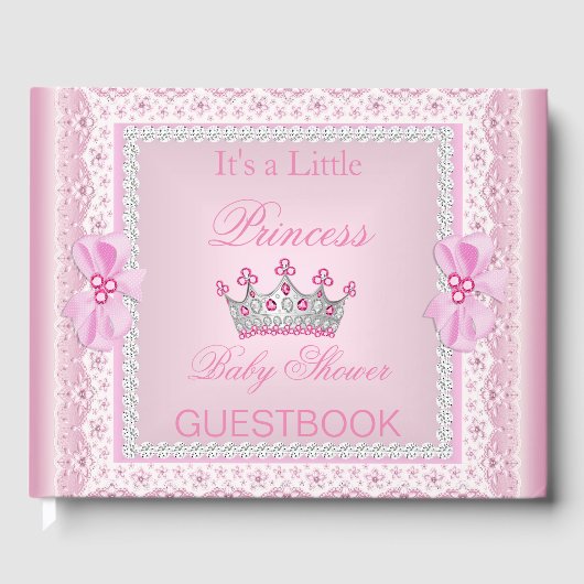 Princess Baby shower Girl Pink Pearl Tiara Gastenboek (Voorkant)