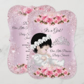 Princess Baby shower Girl Pink Roses Kaart (Voorkant / Achterkant)