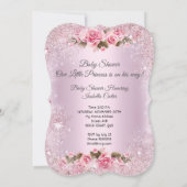 Princess Baby shower Girl Pink Roses Kaart (Achterkant)