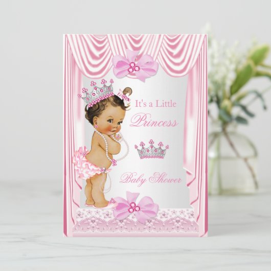 Princess Baby shower Girl Pink Silk Kaart (Staand voorkant)