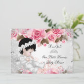 Princess Baby shower Girl Pink Snowflake Rozen Kaart (Staand voorkant)