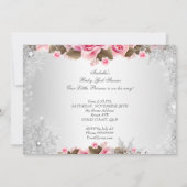 Princess Baby shower Girl Pink Snowflake Rozen Kaart (Achterkant)