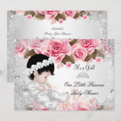 Princess Baby shower Girl Pink Snowflake Rozen Kaart (Voorkant / Achterkant)