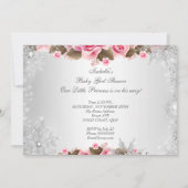 Princess Baby shower Girl Pink Snowflake Rozen Kaart (Achterkant)