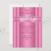 Princess Baby shower Girl Pink Tiara Bow Kaart (Achterkant)
