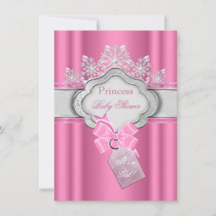 Princess Baby shower Girl Pink Tiara Bow Kaart