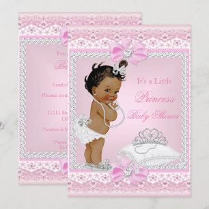 Princess Baby shower Girl Pink Tiara Heart Ethnic Kaart