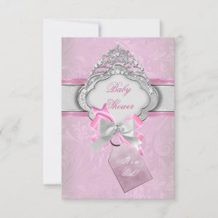 Princess Baby shower Girl Pink Tiara Princess 2 Kaart