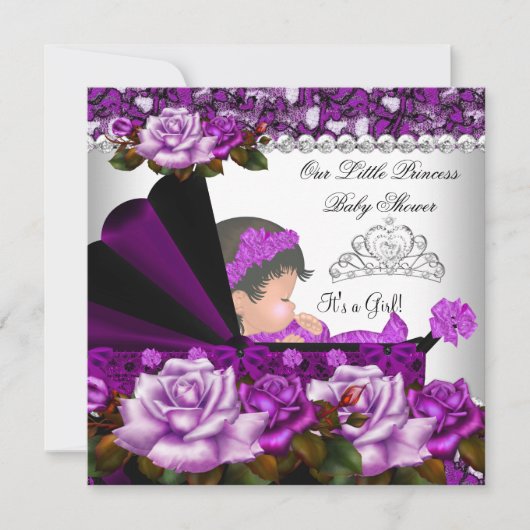 Princess Baby shower Girl Plum Roos Kaart (Voorkant)