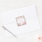 Princess Baby shower Girl  Roos Floral Vierkante Sticker (Envelop)