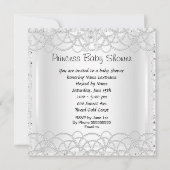 Princess Baby shower Girl Silver White Pearl Kaart (Achterkant)