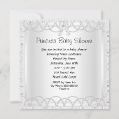 Princess Baby shower Girl Silver White Shoe Kaart (Achterkant)
