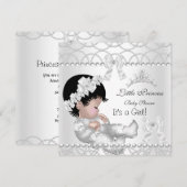 Princess Baby shower Girl Silver White Tiara Kaart (Voorkant / Achterkant)