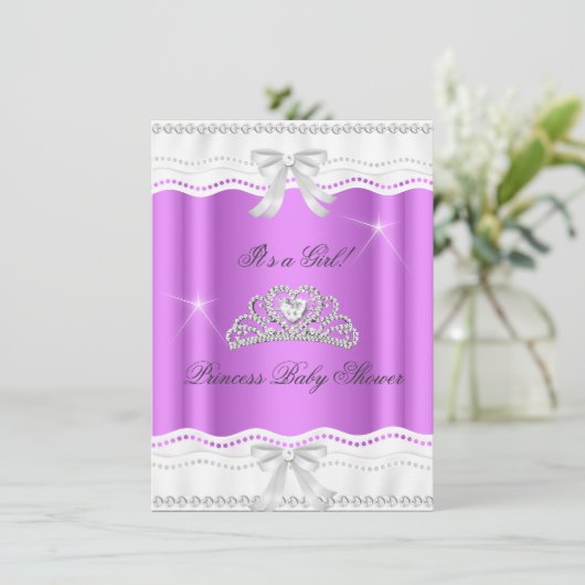 Princess Baby shower Girl Tiara Lace Kaart (Staand voorkant)