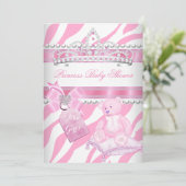 Princess Baby shower Girl Zebra Pink White Beer Kaart (Staand voorkant)