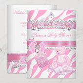 Princess Baby shower Girl Zebra Pink White Beer Kaart (Voorkant / Achterkant)