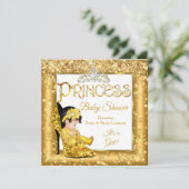 Princess Baby shower Gold High Heel Glitter Medium Kaart (Staand voorkant)