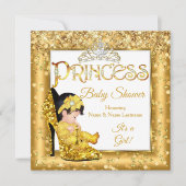 Princess Baby shower Gold High Heel Glitter Medium Kaart (Voorkant)
