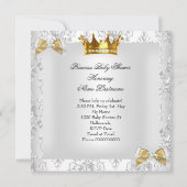 Princess Baby shower Gold Silver Damask Blonde Kaart (Achterkant)
