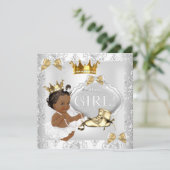 Princess Baby shower Gold Silver Damask Ethnic Kaart (Staand voorkant)