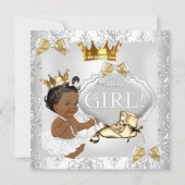 Princess Baby shower Gold Silver Damask Ethnic Kaart (Voorkant)